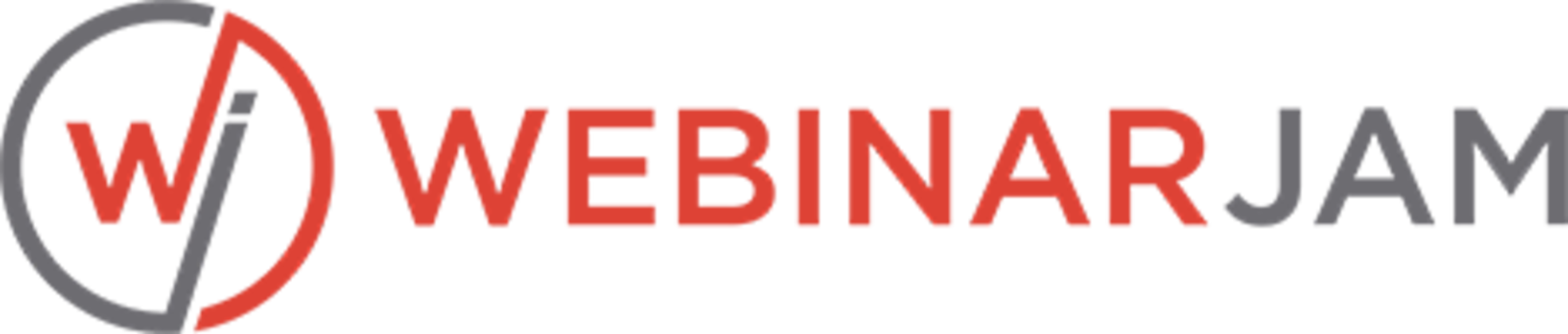 WebinarJam logo featuring a circular wi symbol next to the text WEBINARJAM.