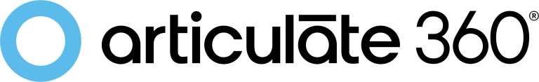 Articulate 360 logo with a circular icon on the left and the words articulate 360 in modern font.