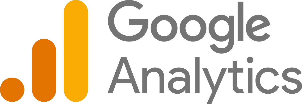 Google Analytics logo with three rising bars next to the words Google Analytics.