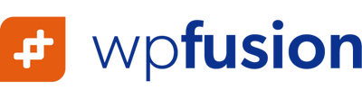 WP Fusion logo featuring an abstract symbol next to the words “wp fusion” in lowercase letters.